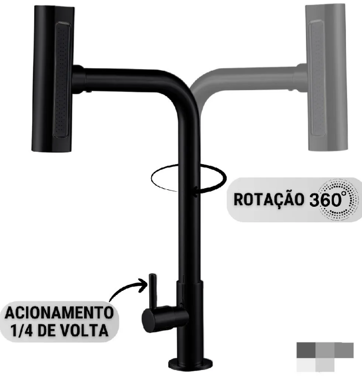Torneira de Cozinha Cascata 360° 4 Funções CORES BANCADA ref 2993 RAINHA