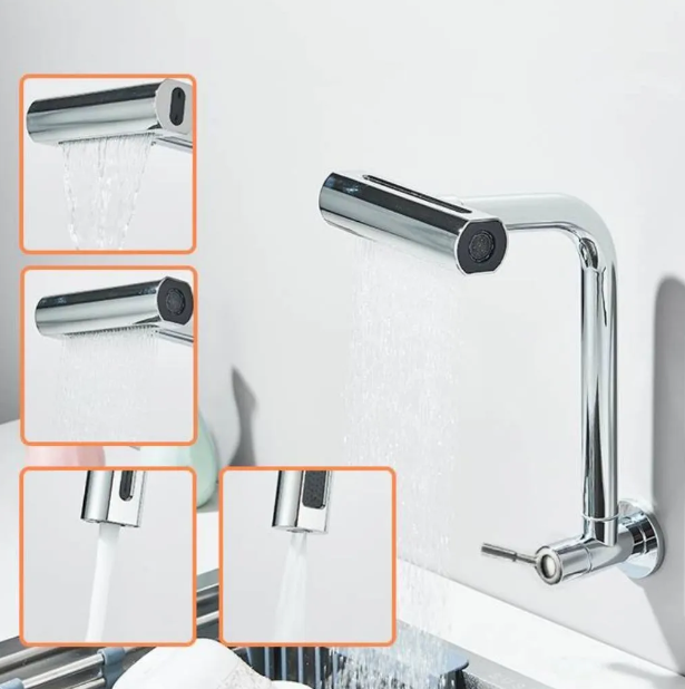 Torneira de Cozinha Cascata 360° 4 Funções ref 2693 PAREDE RAINHA