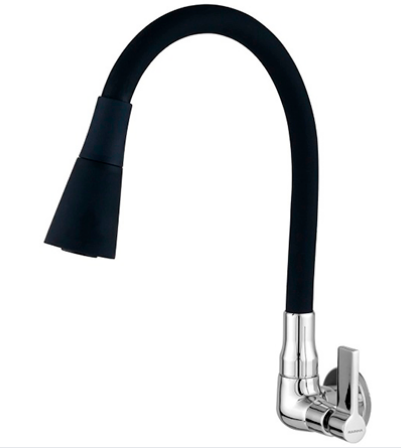 Torneira de Cozinha Gourmet Bica Flexível 1/4  Black Dupla Função Parede ref4868 C70 RAINHA