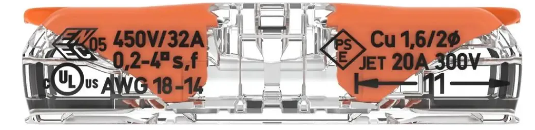 Kit com 10 Unidades Conector de Emenda Reto WAGO 221-2411