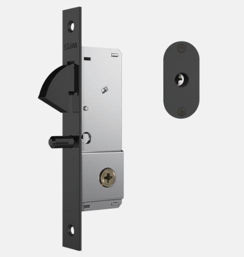 Fechadura 940 porta de correr PRETO FOSCO INOX STAM