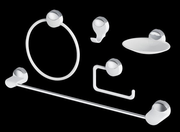 Kit Acessórios Banheiro Branco 5 peças Lavello Herc