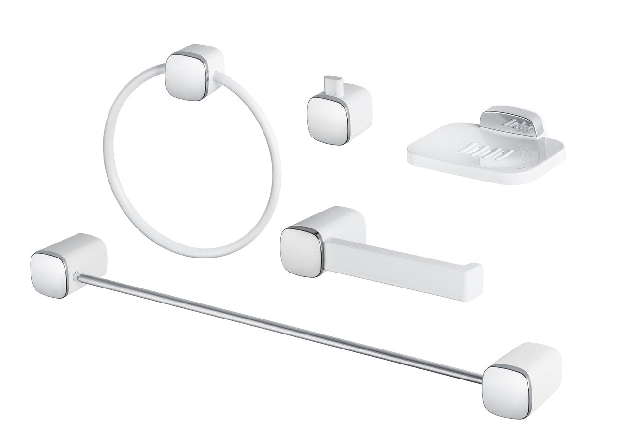 Kit Acessórios Banheiro Branco/Cromado 5 peças Tivoli Herc