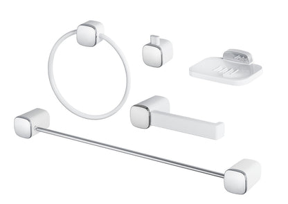 Kit Acessórios Banheiro Branco/Cromado 5 peças Tivoli Herc