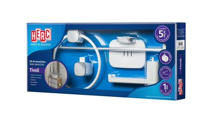 Kit Acessórios Banheiro Tivoli 5 Peças Branco/Cromado | EletroHidro