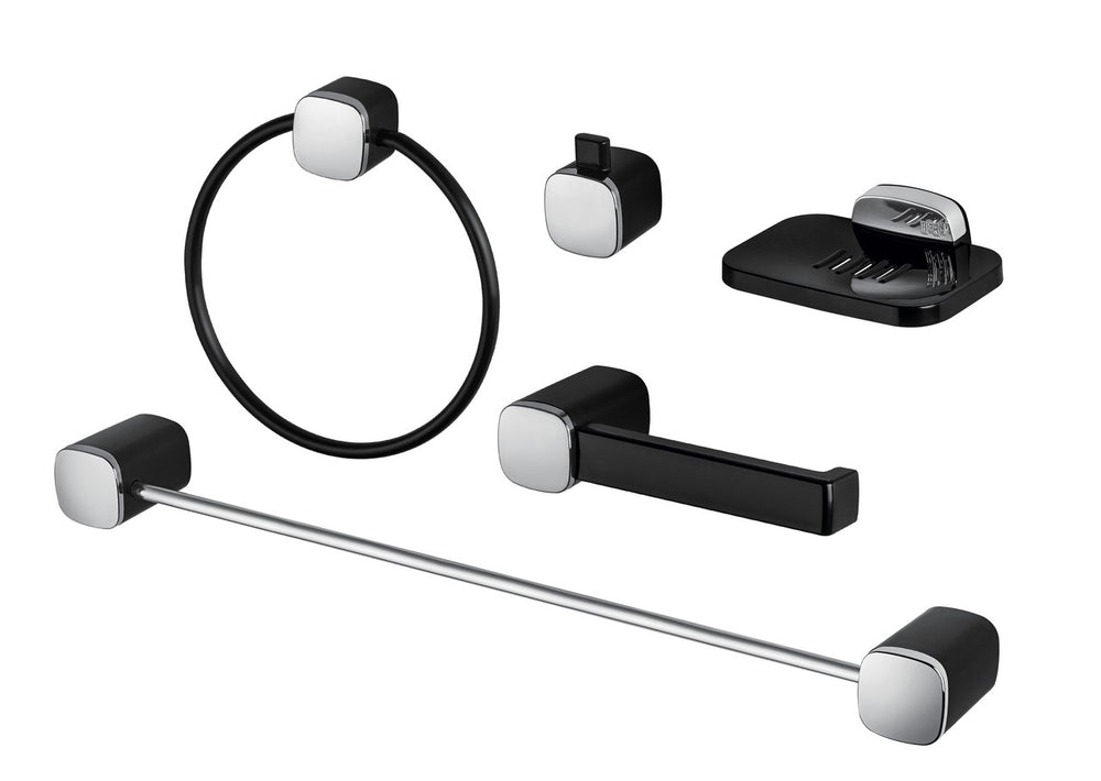 Kit Acessórios Banheiro Preto/Cromado 5 peças Tivoli Herc