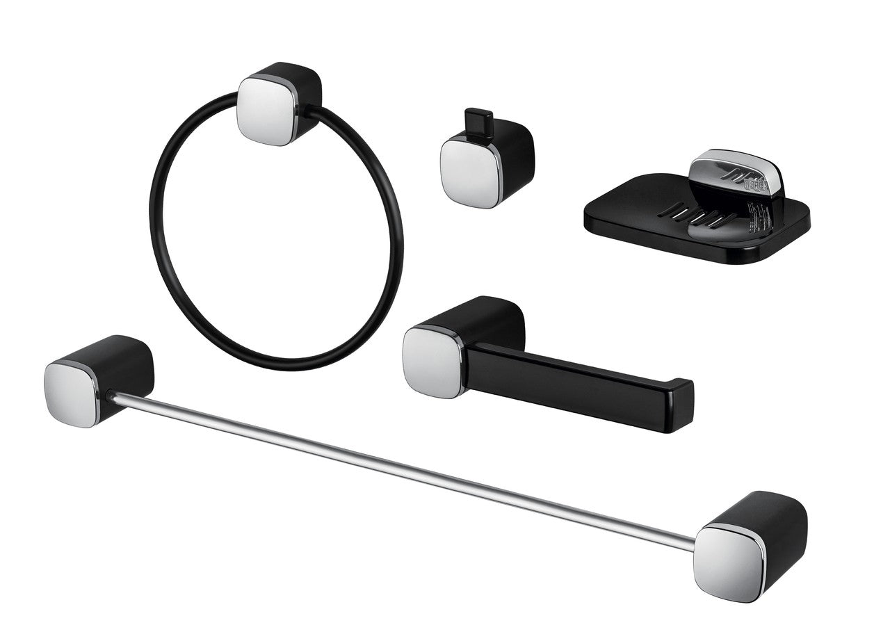 Kit Acessórios Banheiro Preto/Cromado 5 peças Tivoli Herc