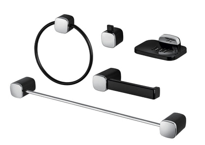 Kit Acessórios Banheiro Preto/Cromado 5 peças Tivoli Herc