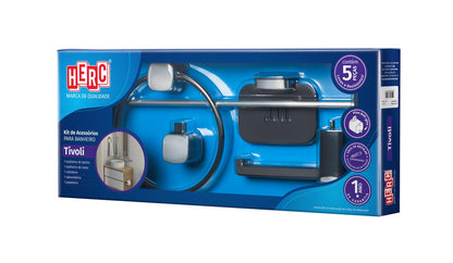 Kit Acessórios Banheiro Tivoli 5 Peças Preto/Cromado | EletroHidro