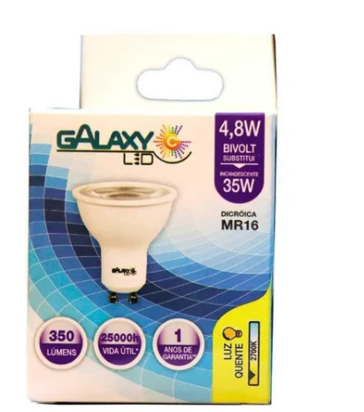 Lâmpada Dicroica LED 4,8W 2700K Galaxy | EletroHidro