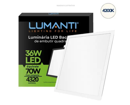 Luminária LED Embutir Quadrada 36W 4200K Lumanti | EletroHidro