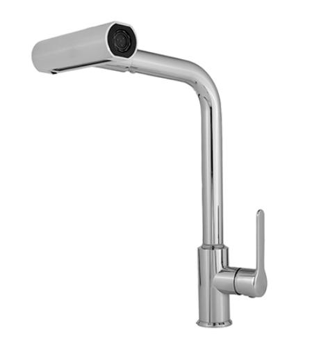 Torneira 2993 Bancada Gourmet Fria Para Cozinha Bica Móvel 360 Rotação 4 Função Metais Rainha Cromado