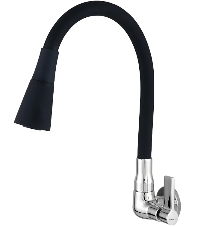 Torneira Cozinha de Parede com Bica Flexível 1/4 de Volta 4868 C70 Black RAINHA