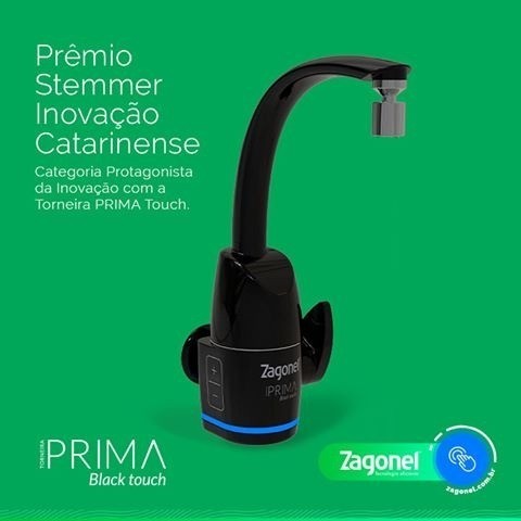 Torneira Eletrônica Prima Touch Preta 5500W | EletroHidro