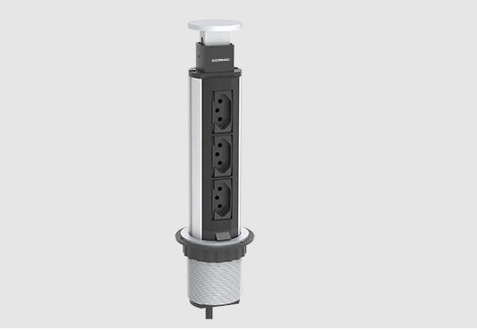 Torre de tomada DE EMBUTIR 3 módulos de energia PRATA SOPRANO